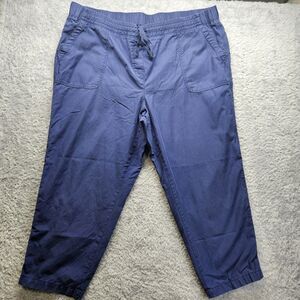 Talbots Womens Blue Cropped Pants Size 22 Pull On Casual Comfort Rolled Tab